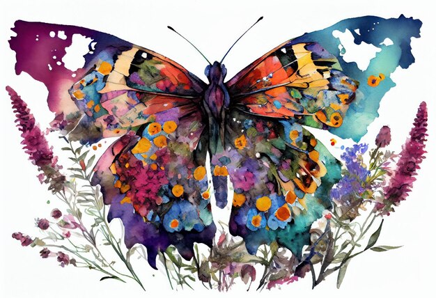 Watercolor painting of a pretty butterfly Generative AI