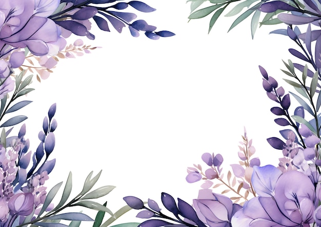 a watercolor painting of purple flowers and green leaves Abstract Lavender color foliage background