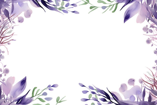 보라색 꽃과 잎의 수채화 그림 추상 라벤더 색 단풍 배경