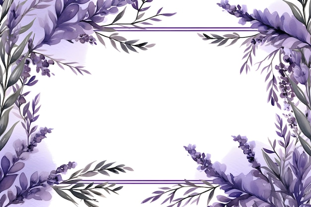 A watercolor painting of purple flowers and leaves abstract lavender color foliage background with