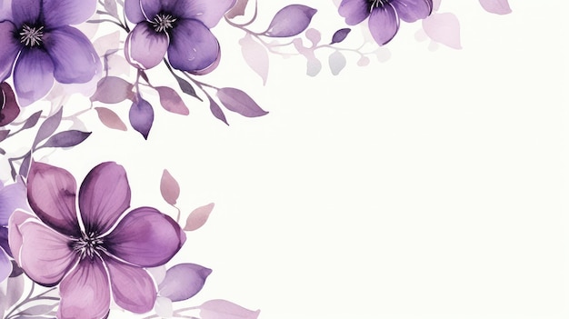 A watercolor painting of purple flowers on a white background