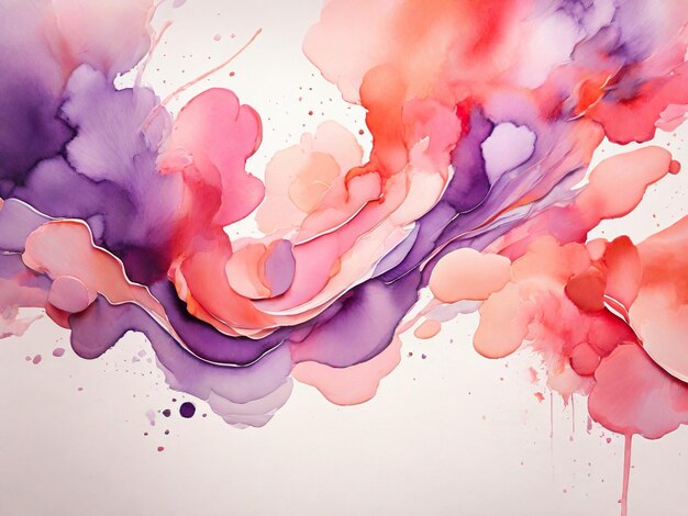 Watercolor painting of purple and pink colors