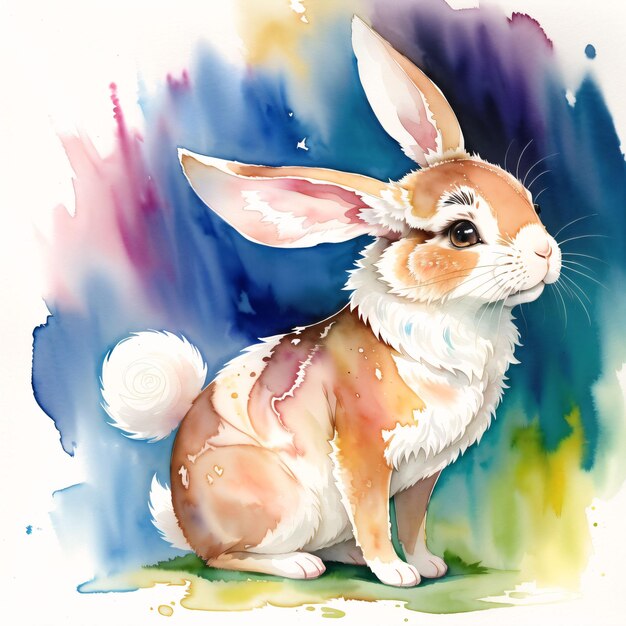 watercolor painting of a rabbit