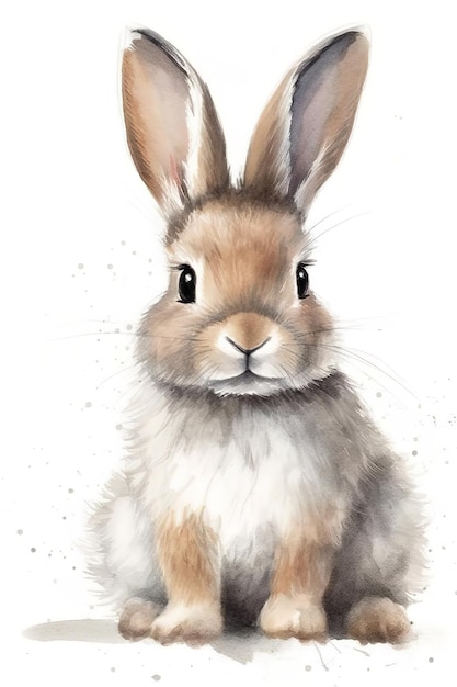 Рисунок кролика акварелью.
