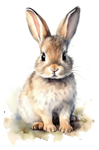 A watercolor painting of a rabbit