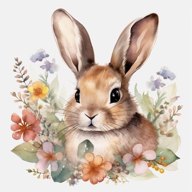 Картина кролика акварелью