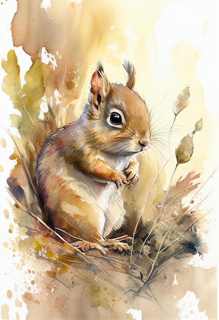 A watercolor painting of a rabbit