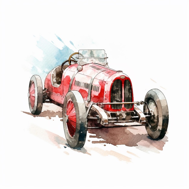 Photo watercolor painting of a racing car
