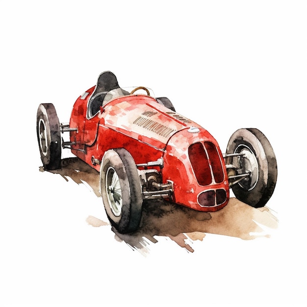 Photo watercolor painting of a racing car