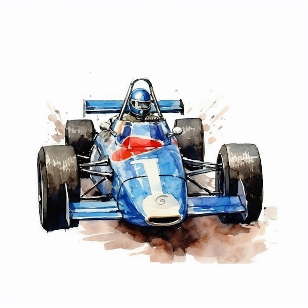 Photo watercolor painting of a racing car