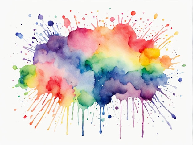 a watercolor painting of a rainbow and clouds