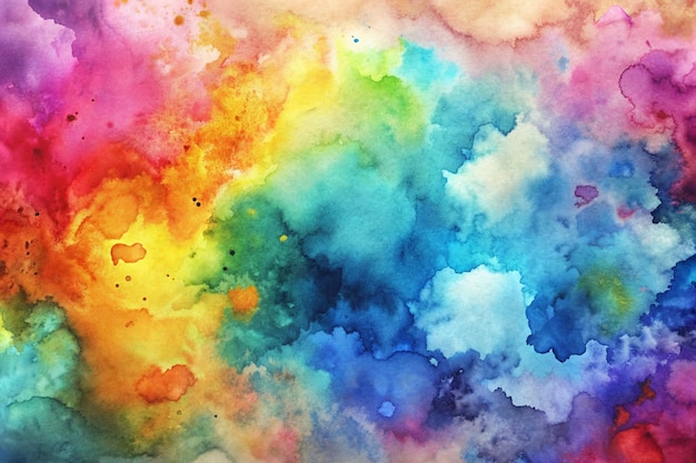 一幅彩虹的水彩画,中间有"彩虹"的字样