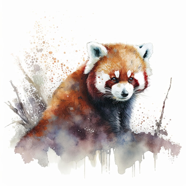 Watercolor painting of red panda