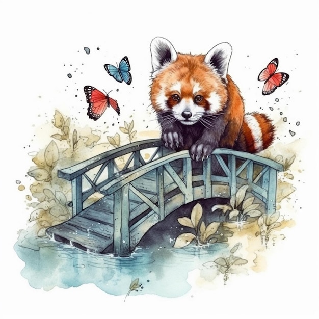 Watercolor painting of a red panda