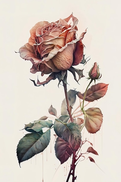 Photo a watercolor painting of a rose