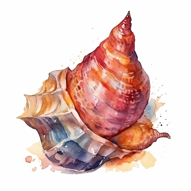 Watercolor painting of a sea shell