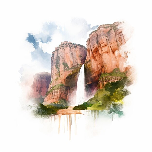 A watercolor painting of sedona canyon in the usa