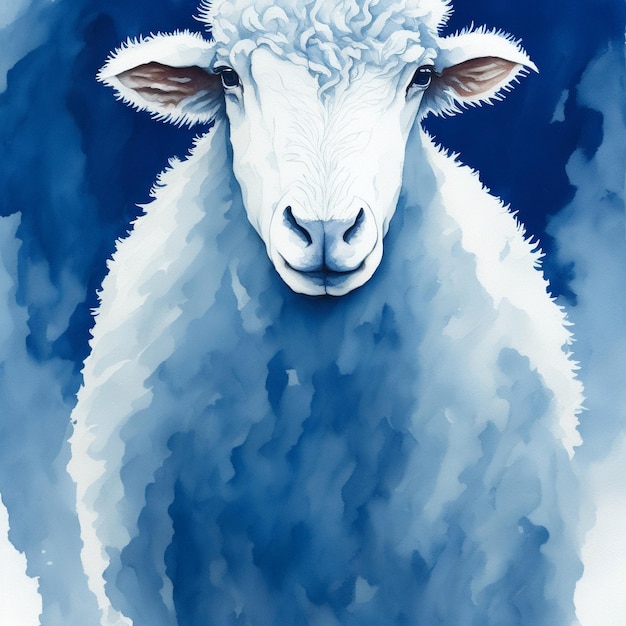 Watercolor painting of a sheep