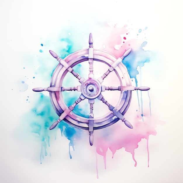 Foto un dipinto ad acquerello del volante di una nave