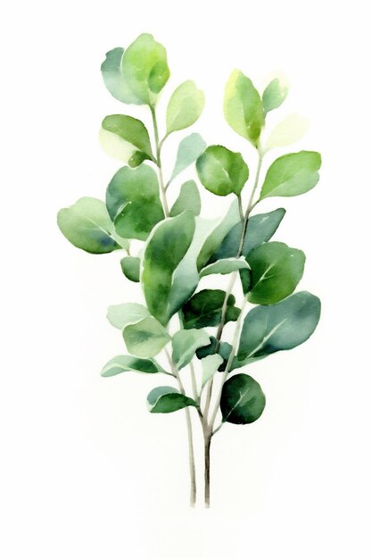 A watercolor painting of a silver eucalyptus ai generated