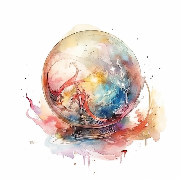 Watercolor painting of a snow globe