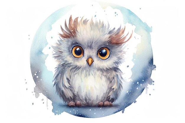 A watercolor painting of a snowy owl.