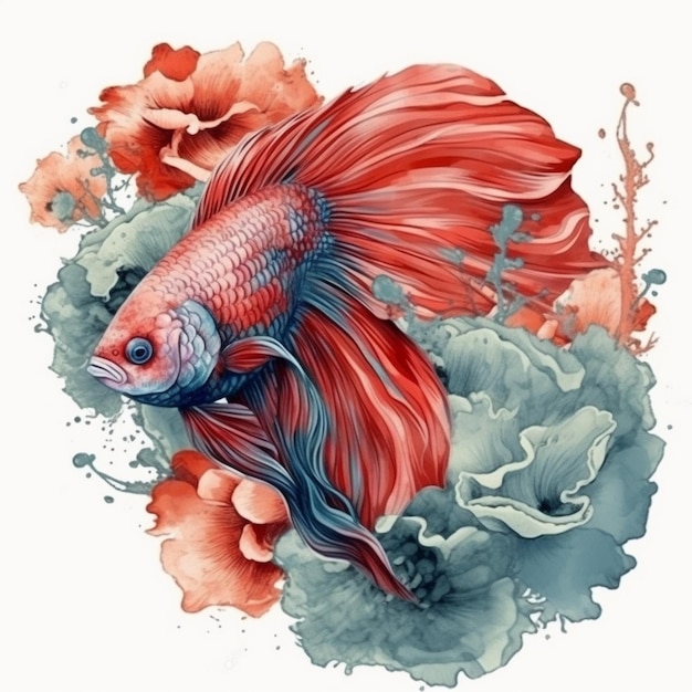 Watercolor painting of a special betta fish