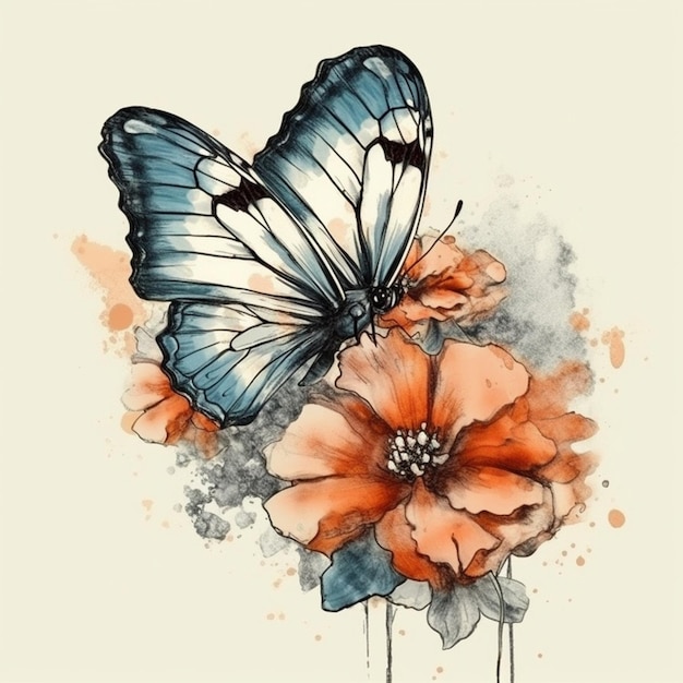 Watercolor painting of a special butterfly