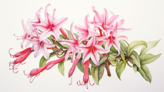 Watercolor Painting of Spigelia Genuflexa on White Background AI Generated