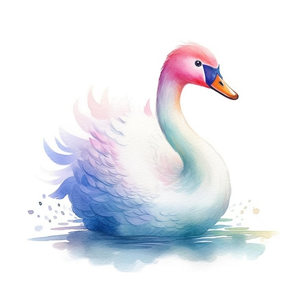 A watercolor painting of a swan.