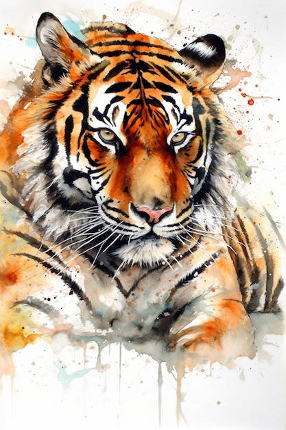 Premium AI Image | Watercolor painting of a tiger