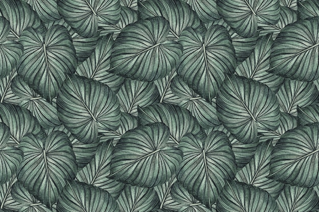 Watercolor painting  tropical green leaves seamless pattern background.