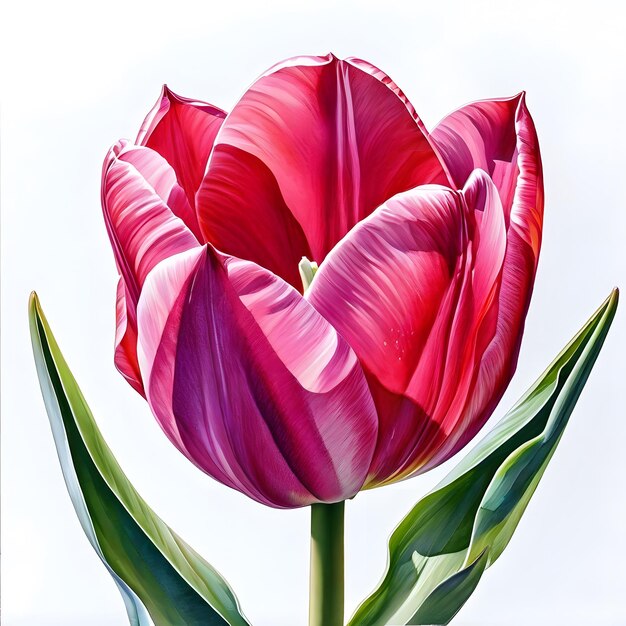 Foto pittura ad acquerello di tulipano su sfondo bianco