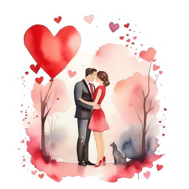 watercolor painting for valentines day