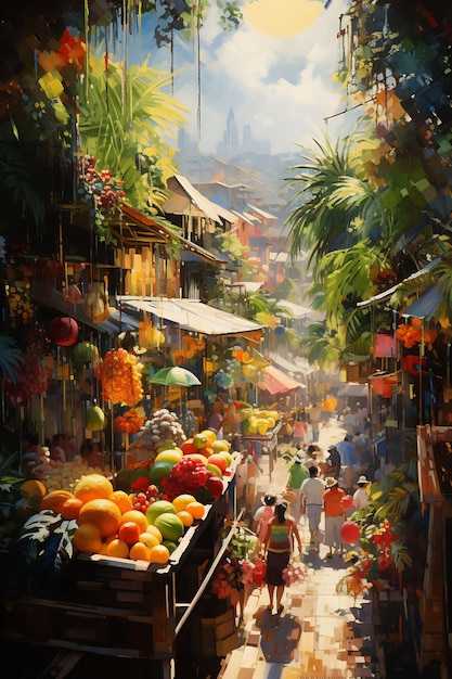 a watercolor painting of a village by person