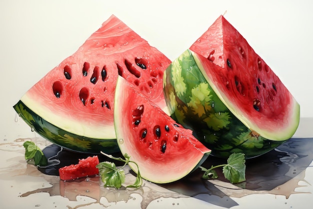 Watercolor painting of watermelon