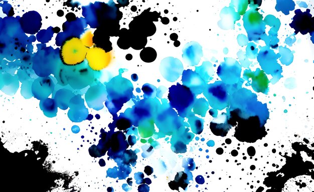 Photo a watercolor painting with a blue background and yellow paint.