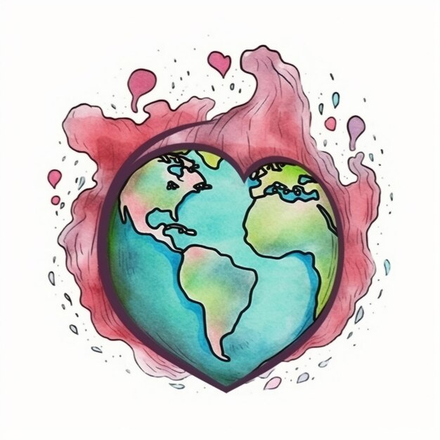 Photo watercolor painting of world health day