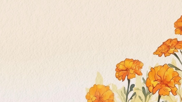 A watercolor painting of a yellow marigold.