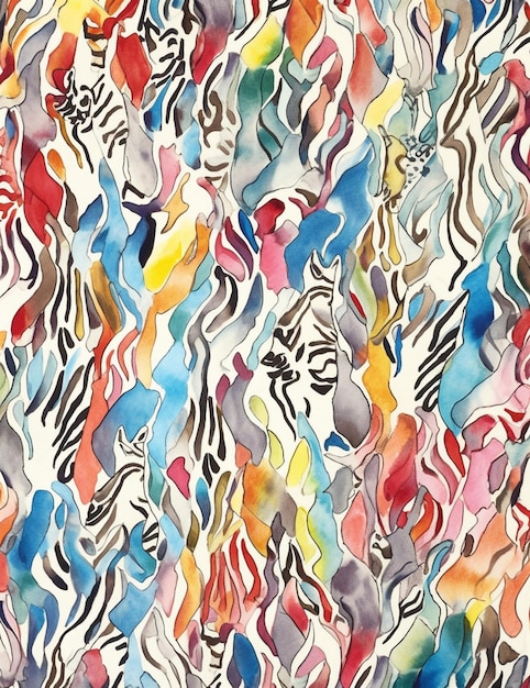 A watercolor painting of a zebra pattern.