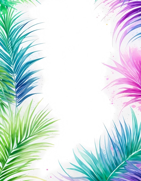 Photo watercolor palm leaf foliage gradient brush background