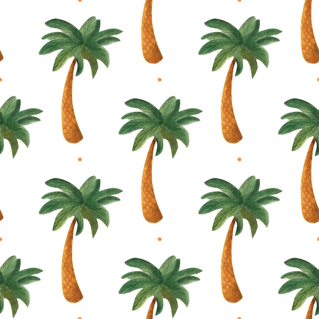 Watercolor palms seamless pattern