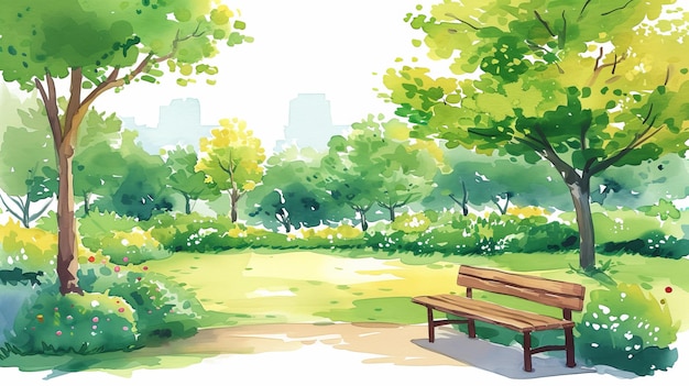 Photo watercolor park clipart white isolated background