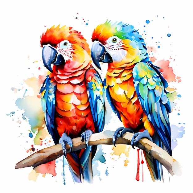 watercolor parrot composition