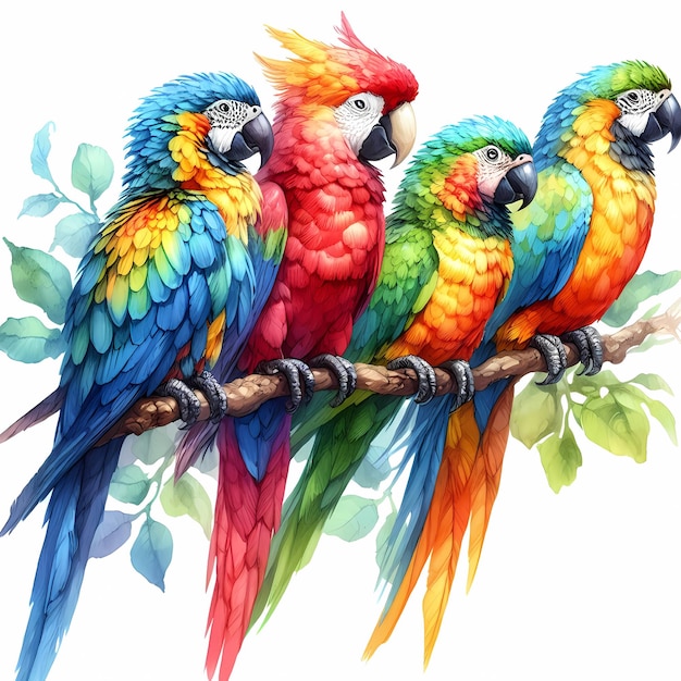 watercolor parrot composition