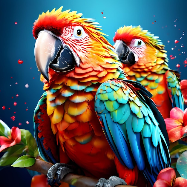 акварельная композиция попугая