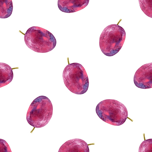 Watercolor passion fruit seamless pattern on white background