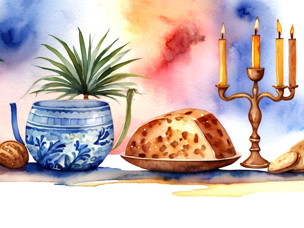 Watercolor passover horizontal banner template