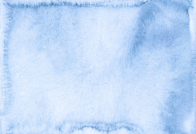 Watercolor pastel blue background painting texture. Messy blue and white liquid artistic backdrop. Stains on paper.