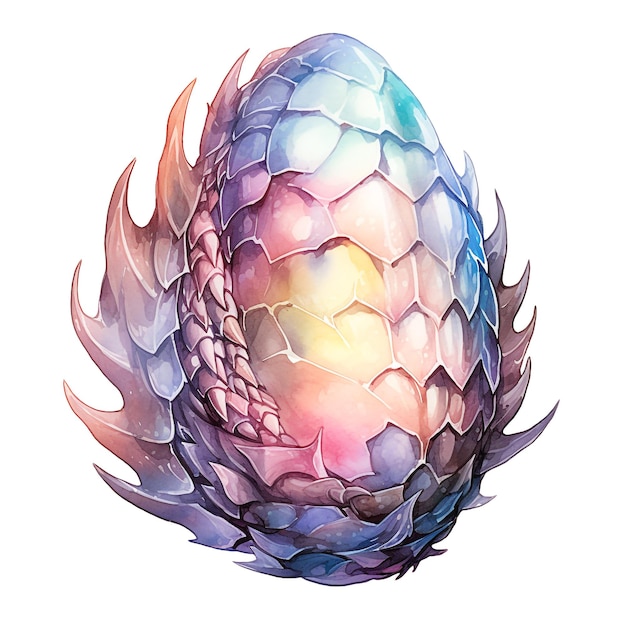 Watercolor pastel blue dragon egg